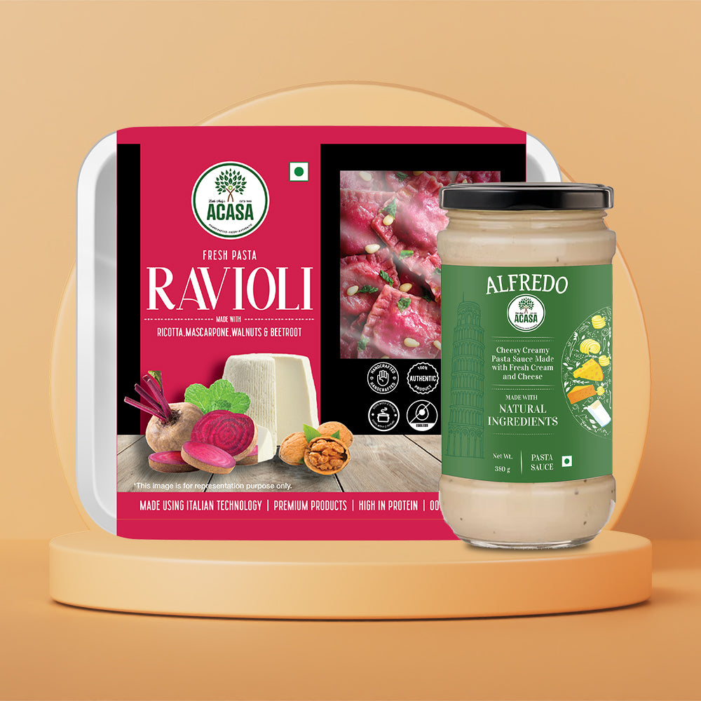 Beetroot Ravioli & Alfredo Sauce Combo