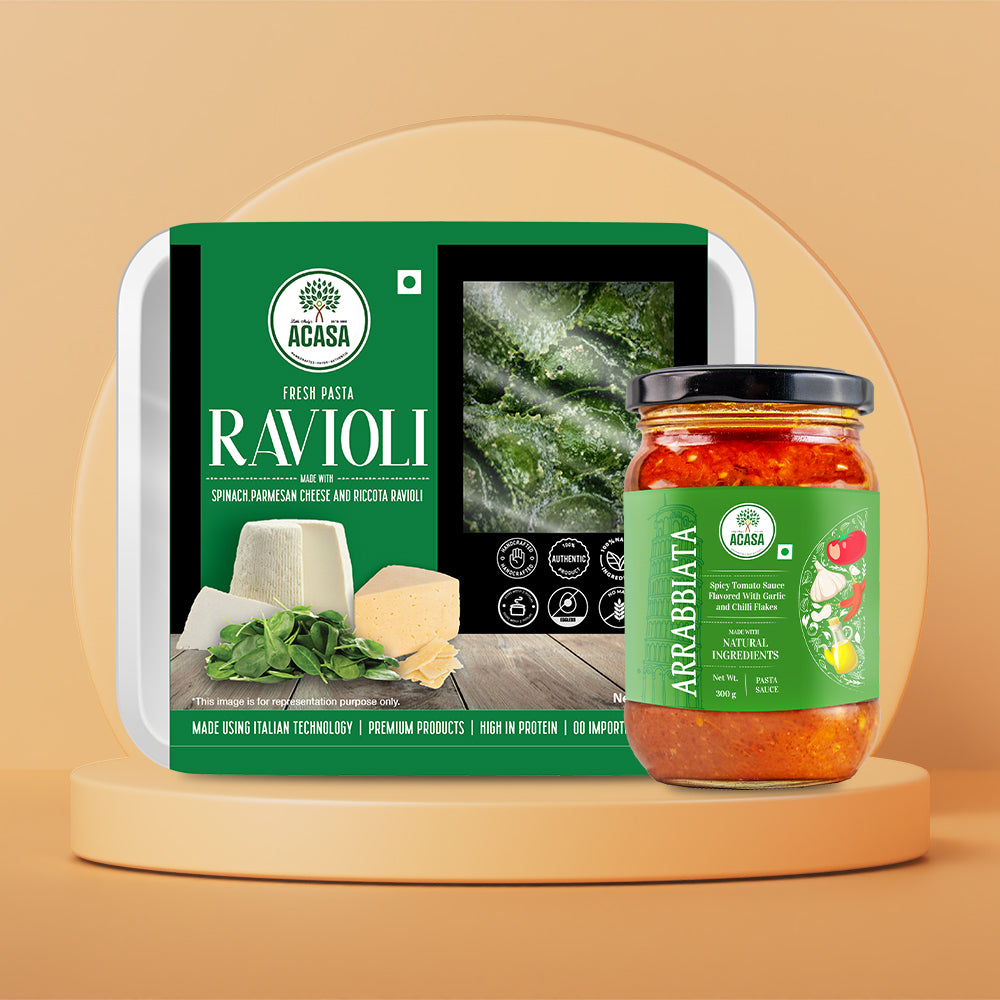 Spinach Riccota ravioli & Arrabbiata Sauce Duo